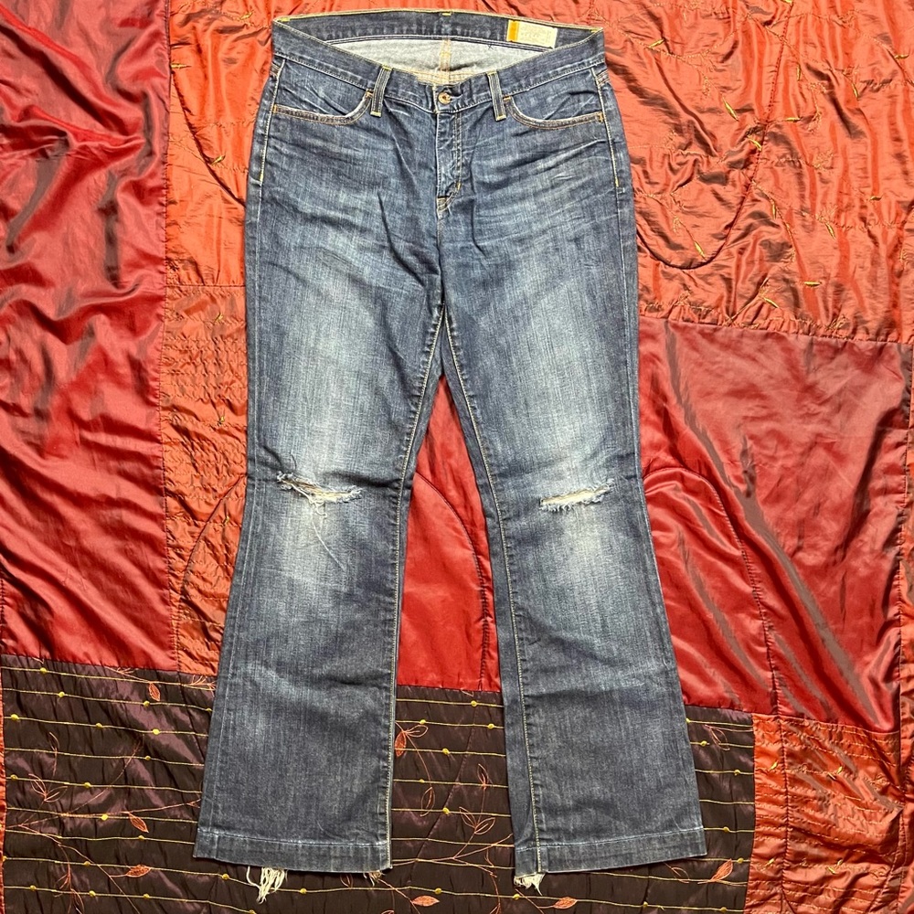 GAP Mid Rise Distressed Flare Jeans